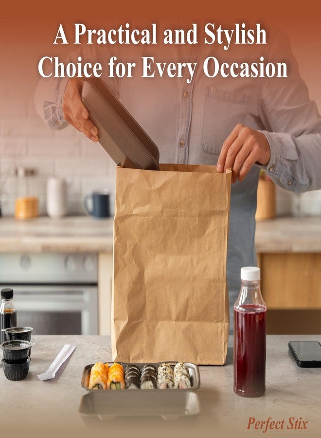 Perfect Stix 52lb Kraft Brown Paper Shopping Bags- Pack of 50ct - Image 5