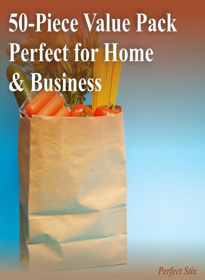Perfect Stix 52lb Kraft Brown Paper Shopping Bags- Pack of 50ct - Image 4