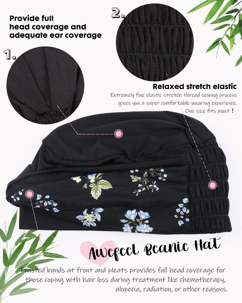 Awefeel Chemo Headwear for Women Cancer Hats Blue Floret - Image 5