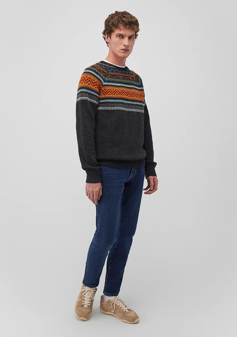 MAVI JACQUARD SWEATER Anthracite melange