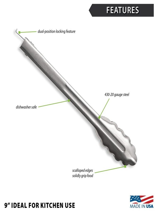 Rada Cultery 9" Heavy-Duty Tongs, Made in USA - Image 4