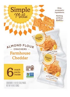 Simple Mills Almond Flour Crackers Farmhouse Cheddar 6 Packs 0.8 oz 23 g Each  - Image 1