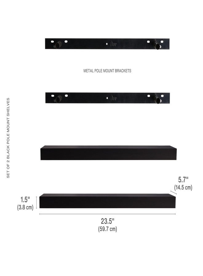 MELANNCO Black Pole Mount Chunky Shelves, Hardware and Instructions Included, Set of 2 23.6x5.7x1.5 Inch - Image 2