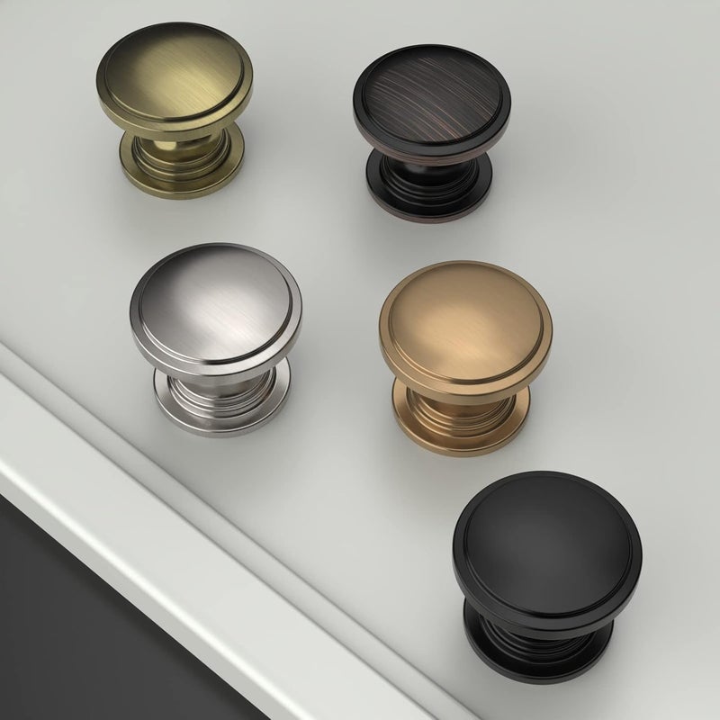 Amerdeco 10 Pack 1-1/4 inch Kitchen Cabinet Knobs Champagne Bronze Cabinet Knobs Bedroom Dresser Gold Round Drawer Knobs Single Hole Cabinet Pulls - Image 2