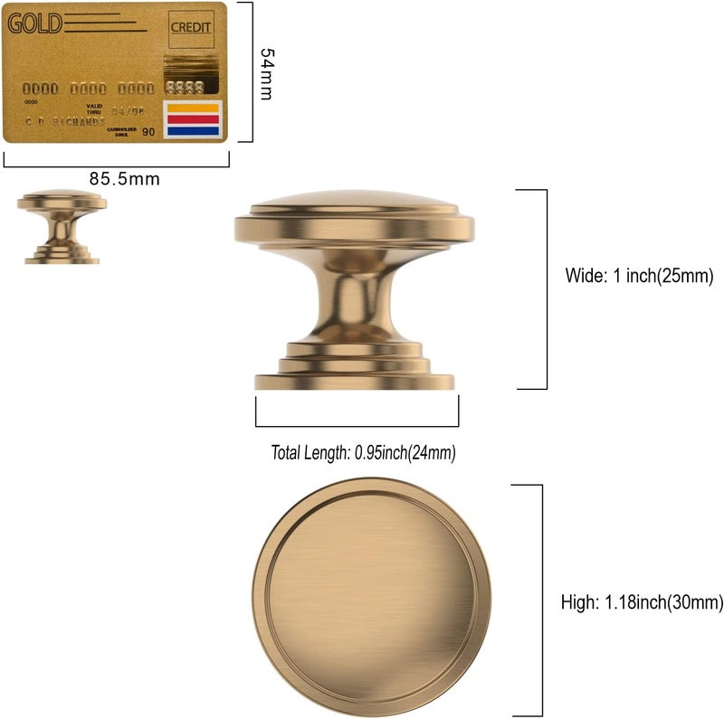 Amerdeco 10 Pack 1-1/4 inch Kitchen Cabinet Knobs Champagne Bronze Cabinet Knobs Bedroom Dresser Gold Round Drawer Knobs Single Hole Cabinet Pulls - Image 5