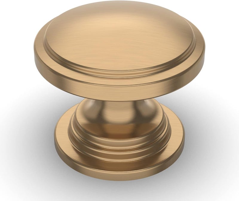 Amerdeco 10 Pack 1-1/4 inch Kitchen Cabinet Knobs Champagne Bronze Cabinet Knobs Bedroom Dresser Gold Round Drawer Knobs Single Hole Cabinet Pulls - Image 1
