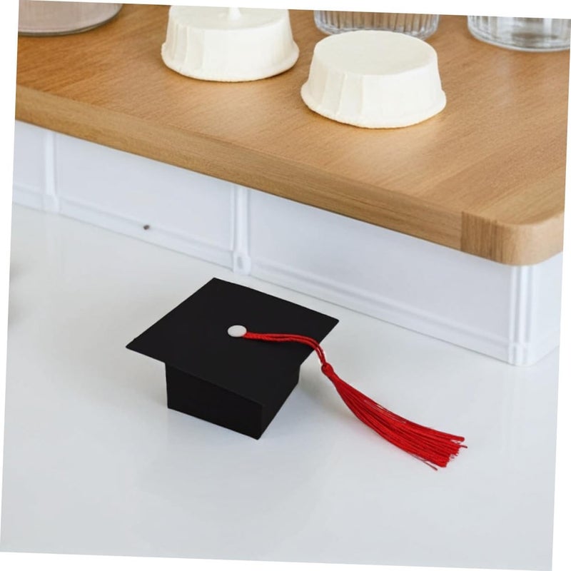 IDEANATEGRATE 50pcs Graduation Candy Boxes Black Cap Design with Red Tassel, Party Favor Boxes for Graduation Season Celebration, Keepsake Treat Containers for Guests - Image 4