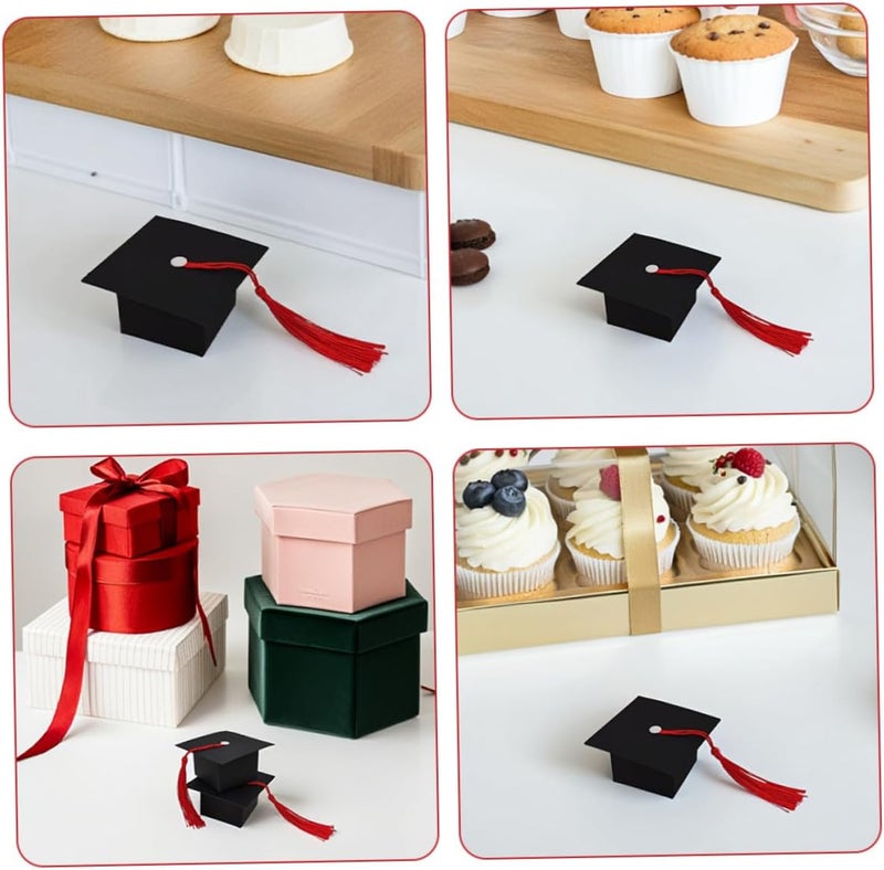 IDEANATEGRATE 50pcs Graduation Candy Boxes Black Cap Design with Red Tassel, Party Favor Boxes for Graduation Season Celebration, Keepsake Treat Containers for Guests - Image 3