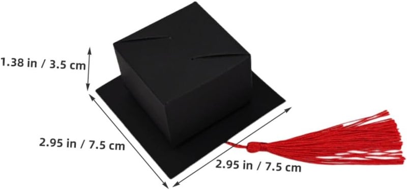IDEANATEGRATE 50pcs Graduation Candy Boxes Black Cap Design with Red Tassel, Party Favor Boxes for Graduation Season Celebration, Keepsake Treat Containers for Guests - Image 2
