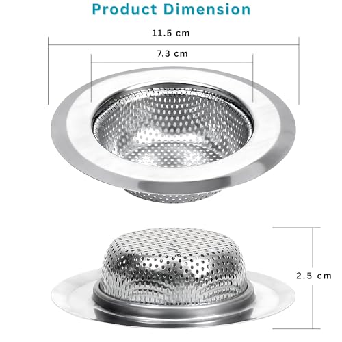 Hian Black Stainless Steel Sink Strainers – Square Perforated Drain Filters for Food Waste, Anti-Clog Kitchen Sink Protection (Pack of 2) - Image 2