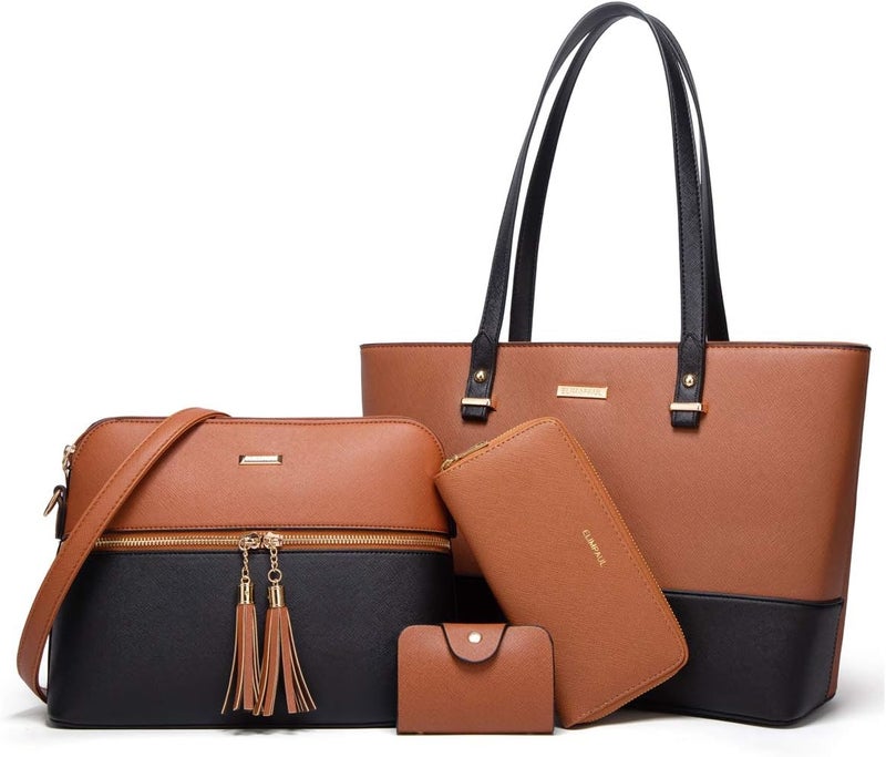 YTL Women Fashion Handbags Wallet Tote Bag Shoulder Bag Top Handle Satchel Purse Set 4pcs - Image 1
