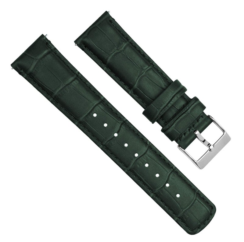 BARTON WATCH BANDS 20mm Forest Green - Alligator Grain - Quick Release Leather Watch Bands - Image 3