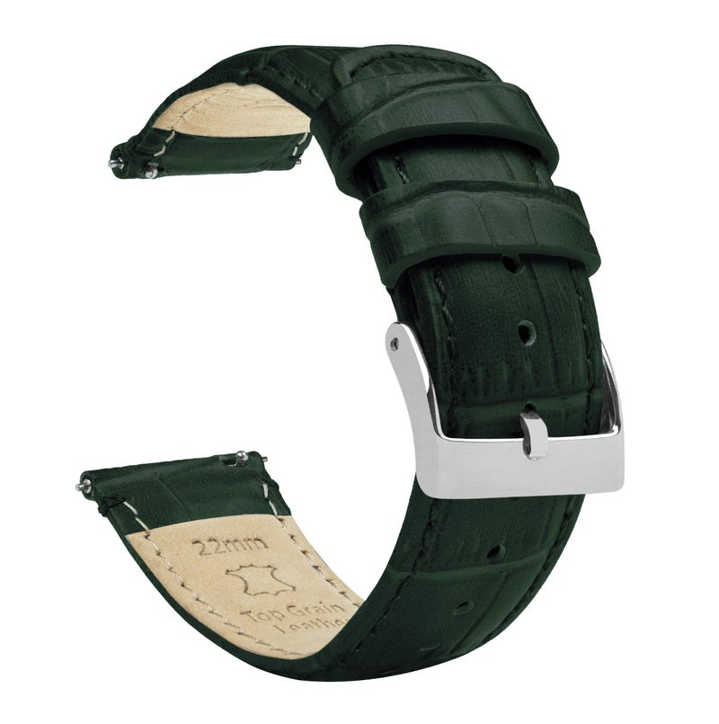 BARTON WATCH BANDS 20mm Forest Green - Alligator Grain - Quick Release Leather Watch Bands - Image 2