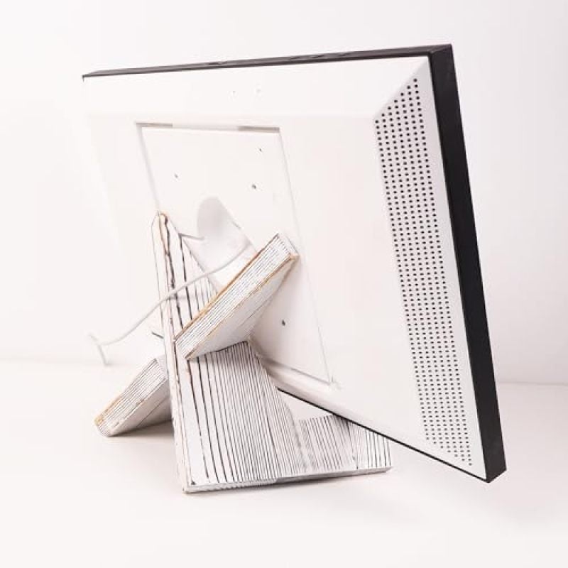 Solid Wood Tablet Stand: White 24-Inch Capacity - Stable Cross-Assembly Frame, Scratch-Free Smooth Edges Collapsible Cookbook Holder for Kitchen, Home Office & Echo Show 15 - Image 2