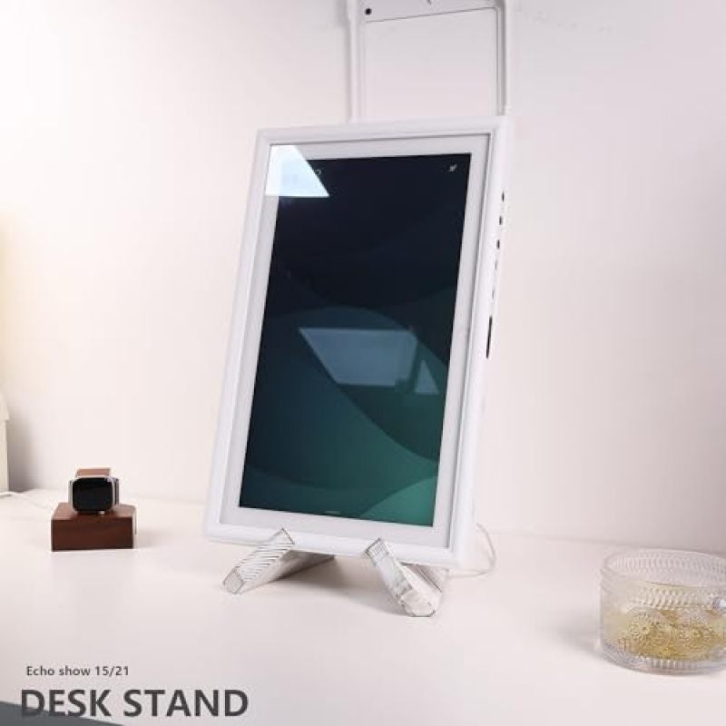 Solid Wood Tablet Stand: White 24-Inch Capacity - Stable Cross-Assembly Frame, Scratch-Free Smooth Edges Collapsible Cookbook Holder for Kitchen, Home Office & Echo Show 15 - Image 5