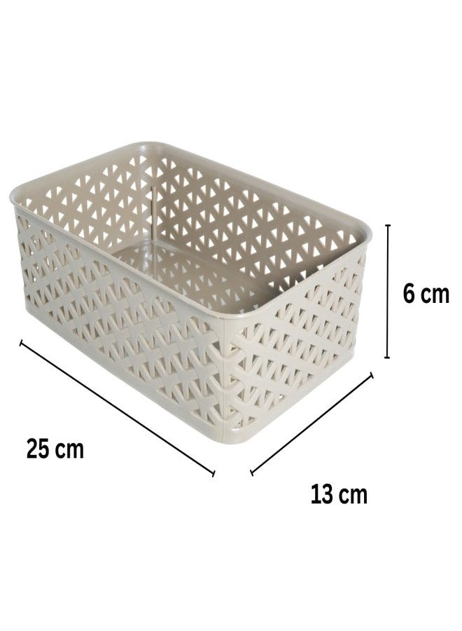Morvi Ellora-2 Multi-Purpose Plastic Storage Basket|Stackable Organizer Tokri For Home,Kitchen,Bathroom & Office|Ideal For Toys,Clothes,Cosmetics,Stationery|Set Of 4|Coffee White Red Blue - Image 2