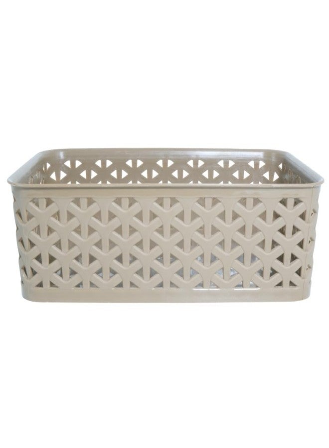 Morvi Ellora-2 Multi-Purpose Plastic Storage Basket|Stackable Organizer Tokri For Home,Kitchen,Bathroom & Office|Ideal For Toys,Clothes,Cosmetics,Stationery|Set Of 4|Coffee White Red Blue - Image 5