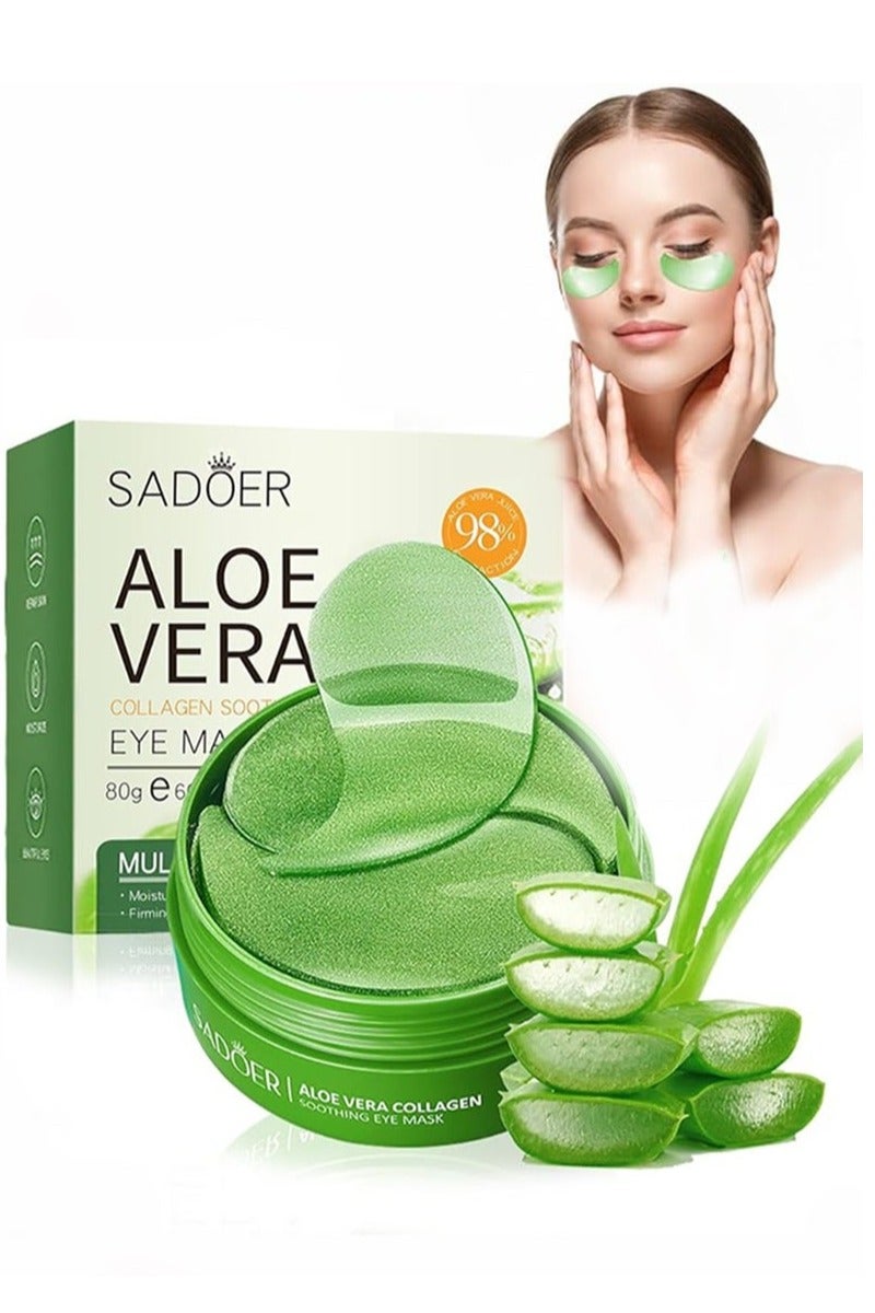 SADOER SADOER Soothing Aloe Vera Eye Mask 80g – Hydrating & Cooling Gel Patch for Dark Circles & Puffiness - Image 1