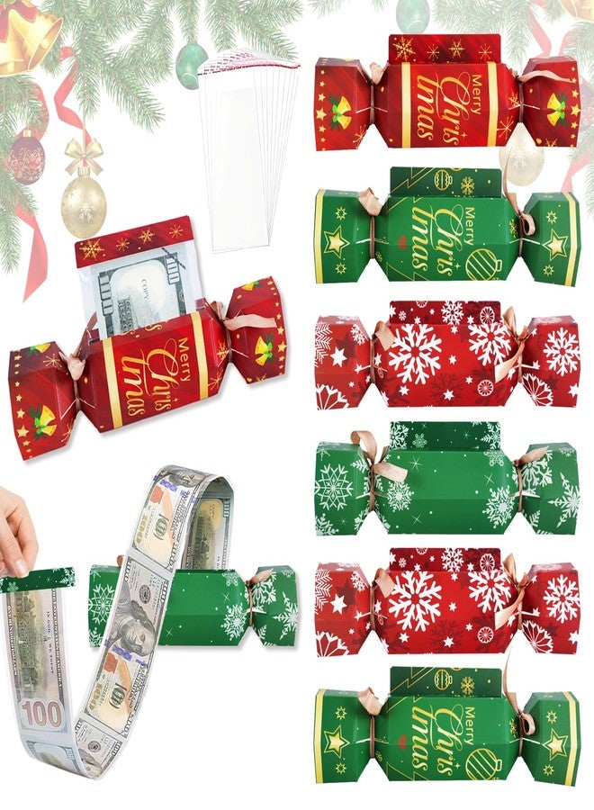 Piuaeue 8 Pcs Christmas Surprise Money Pull Pouch Christmas Money Box for Cash Gift Pull Xmas Cash Holder for Cash for Kid Adult with 80 Pcs Transparent Bags Creative Way to Give Dollar Gift (Snowflake - Image 1