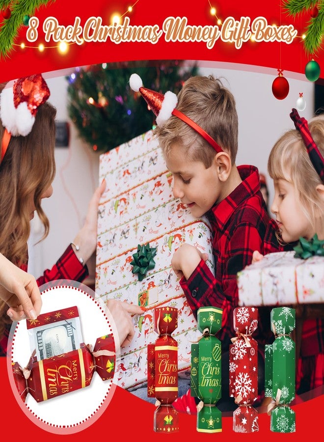 Piuaeue 8 Pcs Christmas Surprise Money Pull Pouch Christmas Money Box for Cash Gift Pull Xmas Cash Holder for Cash for Kid Adult with 80 Pcs Transparent Bags Creative Way to Give Dollar Gift (Snowflake - Image 5