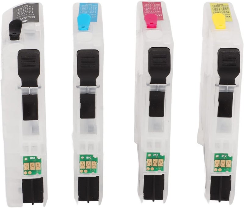 Refillable Ink Cartridges with Permanent Chip for Home Office Printing – Black Cyan Magenta Yellow Replacement Kit Compatible with Select Printers (LC123) - Image 3