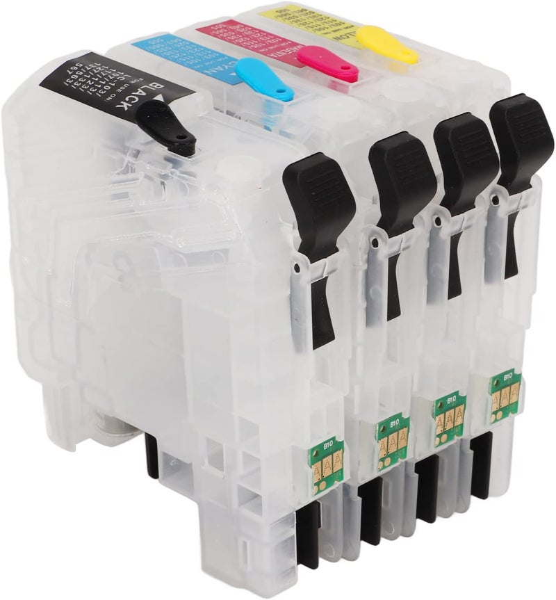 Refillable Ink Cartridges with Permanent Chip for Home Office Printing – Black Cyan Magenta Yellow Replacement Kit Compatible with Select Printers (LC123) - Image 5