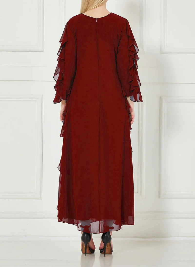 Amri Embroidered Ruffled Jalabiya