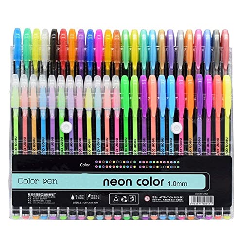 Faded Neon Gel Pens Set with Fluorescent Metallic Glitter Pastel Colors Ideal for DIY Art Crafts Scrapbooking Journaling and Creative Projects (Pack of 48) - Image 1