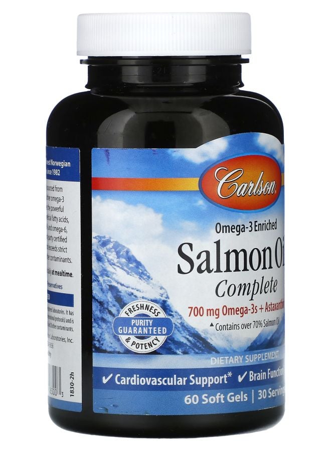Carlson Omega-3 Enriched Salmon Oil Complete 60 Soft Gels - Image 2