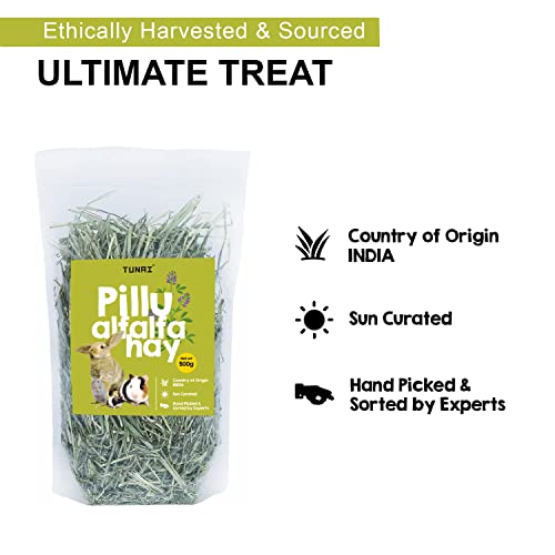 TUNAI Pillu Alfalfa Sun Dried Hay for Rabbit, Hamsters, Lactating Guinea Pigs and White Mice (Alfalfa Hay - 500 G),All Life Stages - Image 4