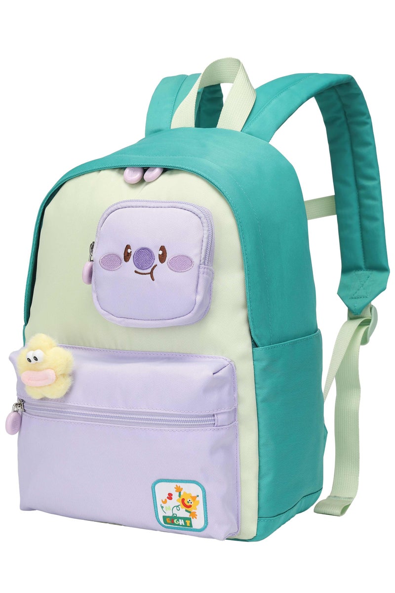 SUN EIGHT Premium 14-inch Light Weight Kids Backpack Water Resistant Multifunctional School Backpack for Girls, SE2212, Melon Green Purple - Image 1