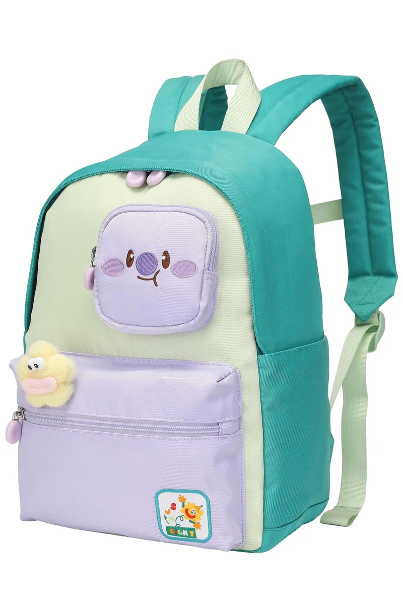 صن إيت Premium 14-inch Light Weight Kids Backpack Water Resistant Multifunctional School Backpack for Girls, SE2212, Melon Green Purple