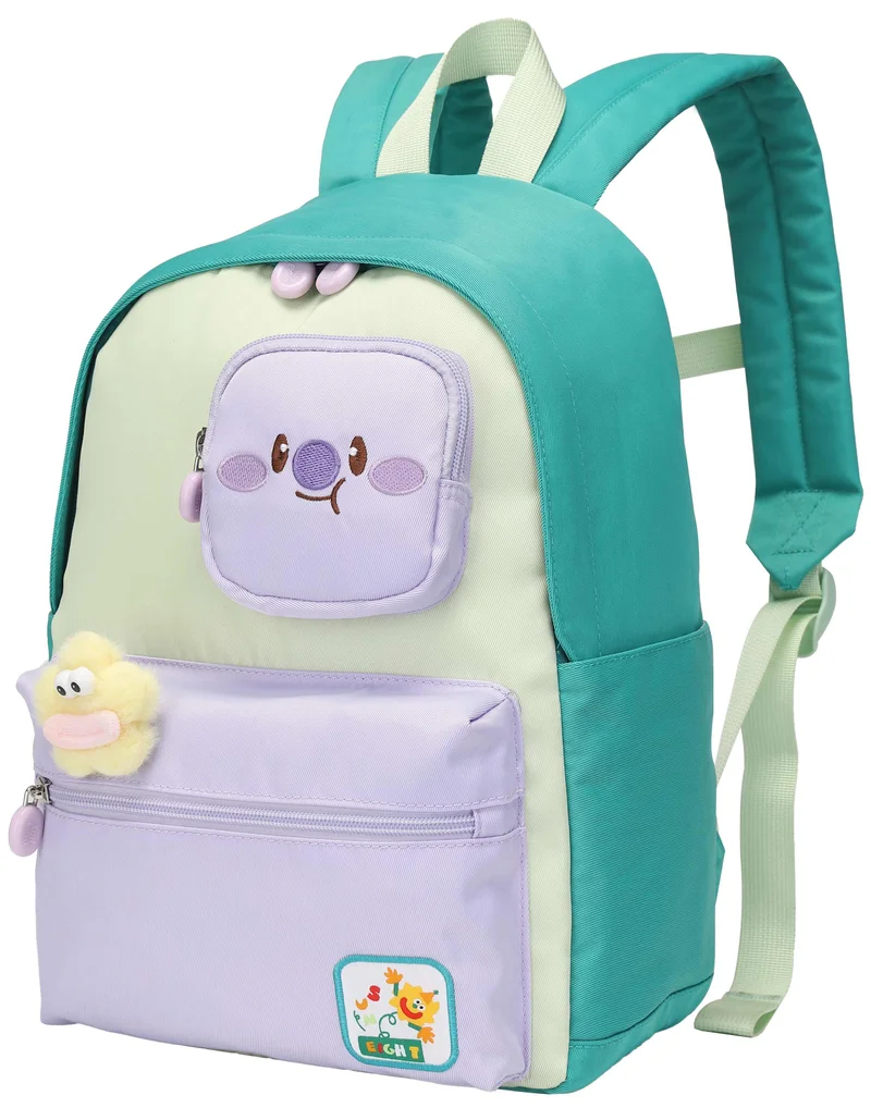 Sun Eight Premium 14-inch Light Weight Kids Backpack Water Resistant Multifunctional School Backpack for Girls, SE2212, Melon Green Purple