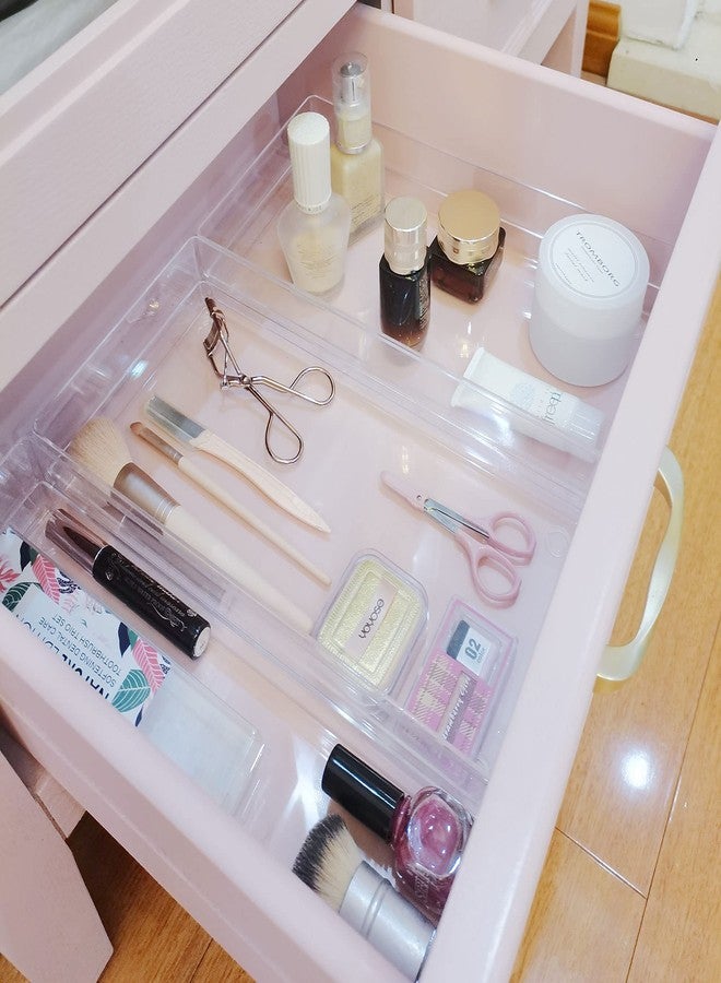 لوتفانسي منظمات أدراج شفافة من لوت فانسي، 12 بوصة × 3 بوصة × 2 بوصة، مجموعة من 3 قطع، صواني تنظيم أدراج للمكتب، صناديق تخزين بلاستيكية للحمام، أدوات التجميل، أدوات المطبخ، قابلة للتكديس - Image 5