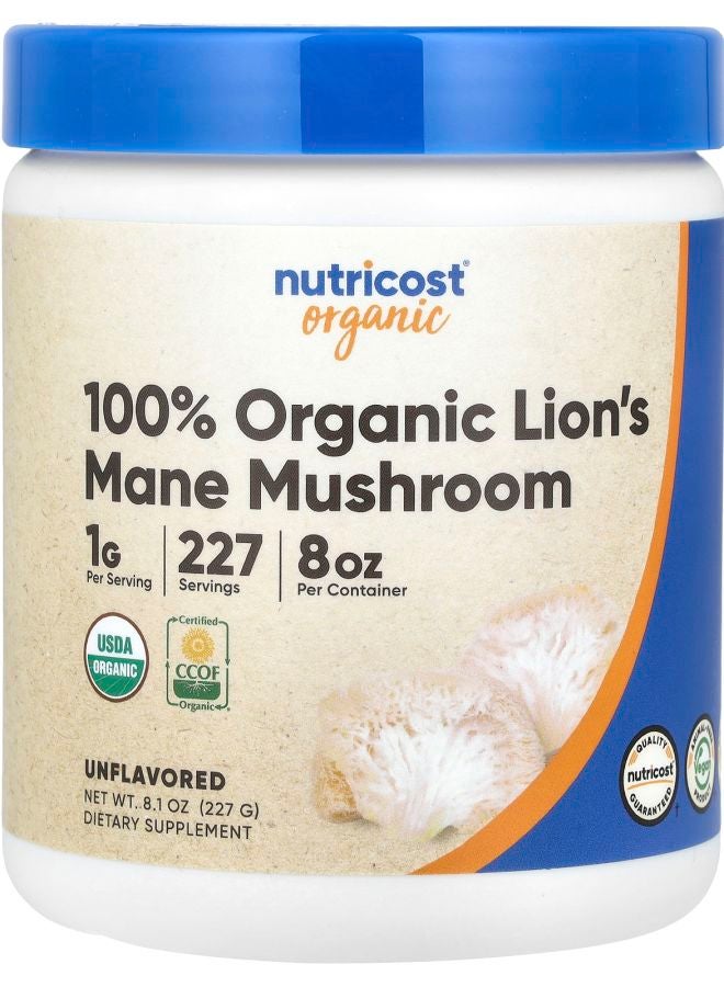 Nutricost 100% Organic Lion's Mane Mushroom Unflavored  8.1 oz (227 g)