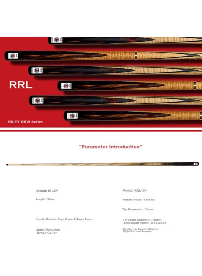 Riley Rrl-101 Pool Cue, Black Eight Small Tip, Chinese 8-ball, Snooker Medium Tip, Billiard Cue, Full-length Cue, 10mm - Image 1