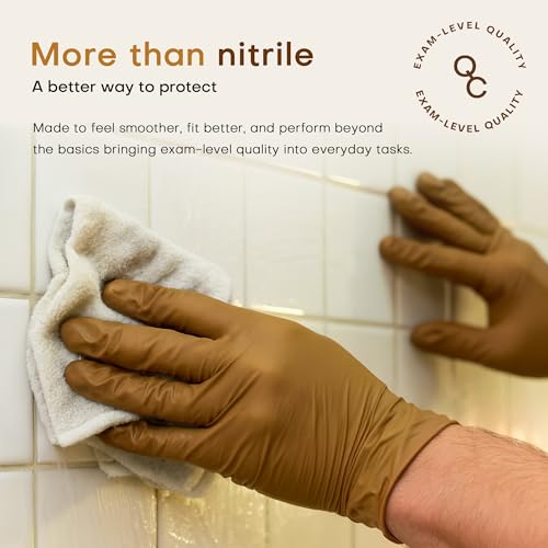 SUP Powder-Free Nitrile Gloves, 100 Count Food Safe Latex-Free Disposable Gloves for Medical Cooking Cleaning Food Prep, Tan (Medium) - Image 3