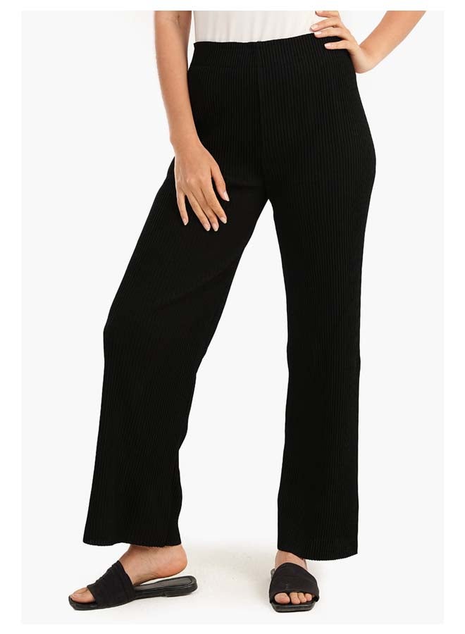 Carina Black Ribbed Pants - Image 1