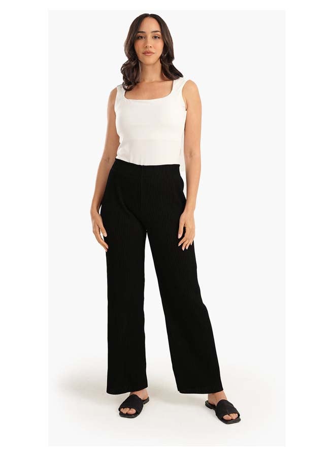 Carina Black Ribbed Pants - Image 3