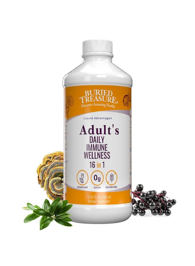Buried Treasure Adult Daily Immune Wellness - 16 Fl oz, 16 serv, Liquid Nutrient Blend for Immune Support with Elderberry, Echinacea, Vitamins & more - Image 1