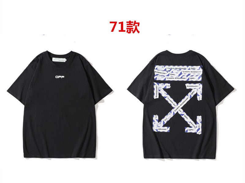العلامة التجارية العصرية Offwhite صغيرة ديزي الزهور التدرج الجرافيتي السهم جنس واحد فضفاض زوجين Ow قصيرة الأكمام تي شيرت - Image 1