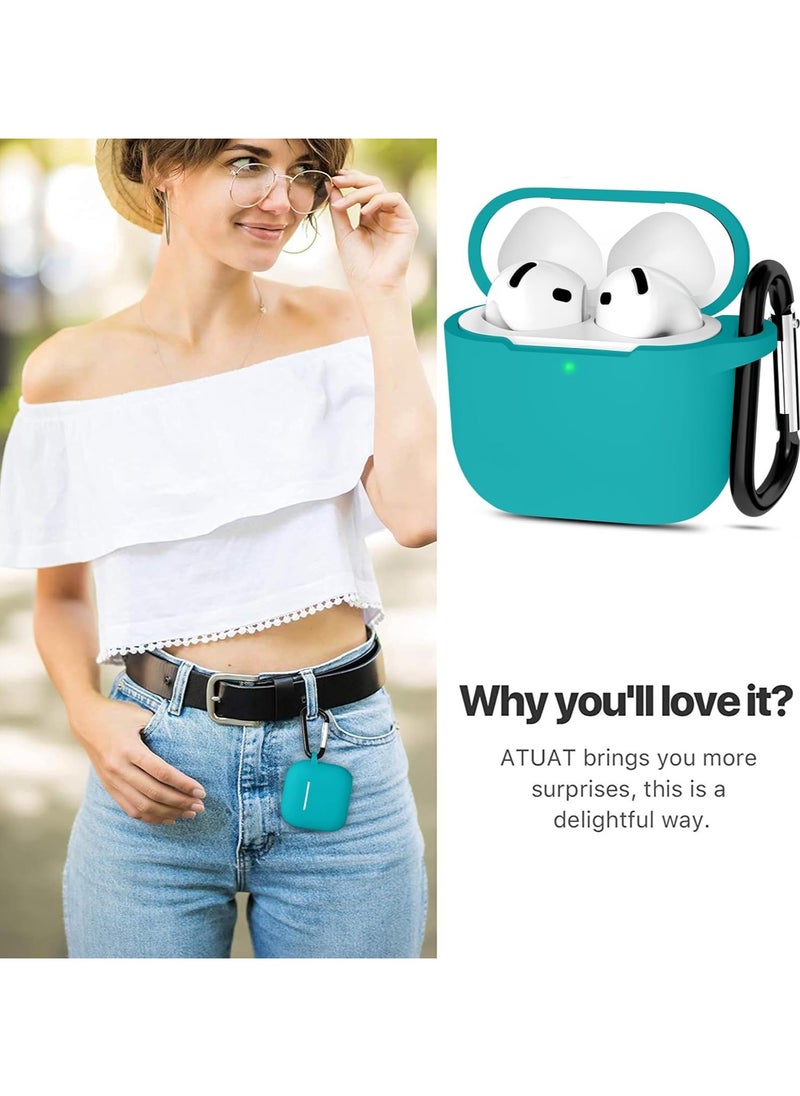 Generic - Silicone Case For AirPods 4, Anti-Shock, Anti-Drop, Anti-Dust, Visible LED Light, Protective Cover, Compatible With AirPods 4th Generation 2024 (Soft Mint) - Image 1