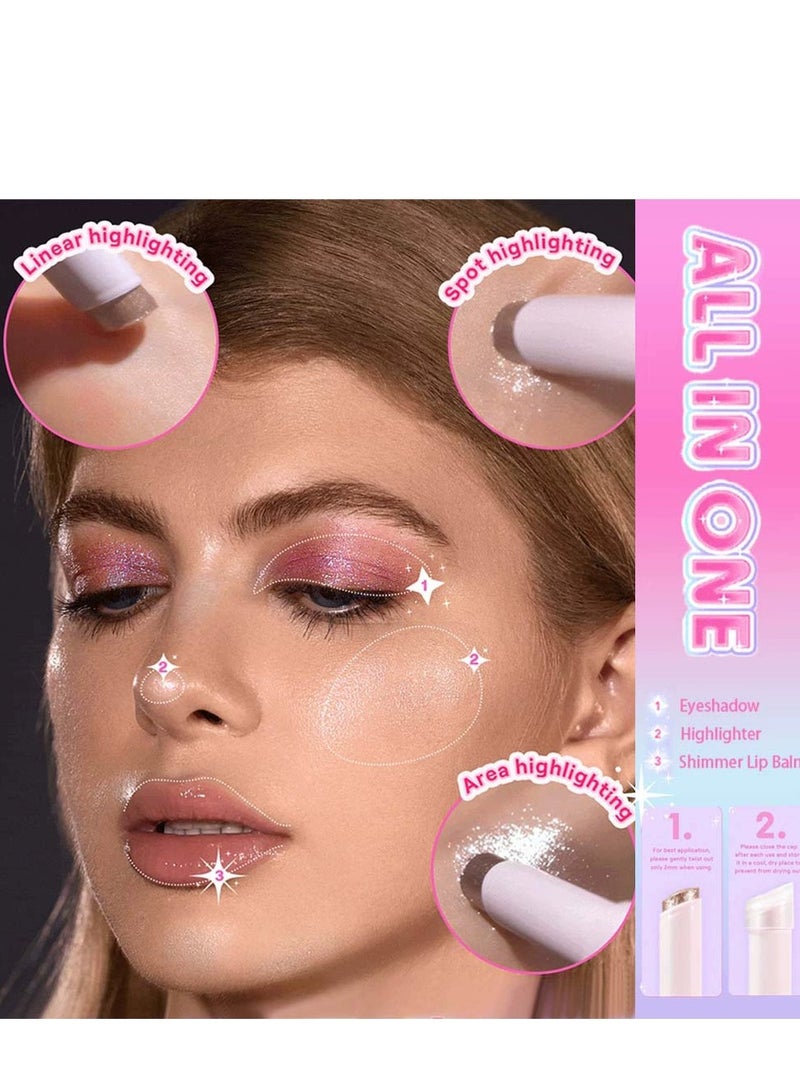 PAGE VINE كريستال جيلي جليز ستيك ظلال العيون عصا كحل منير قلم تلوين مع فرشاة سهلة المزج طويلة الأمد لامع ظلال العيون عصا النجوم الفضي - Image 2