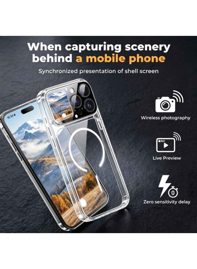 Phone Case for iPhone 16 Pro Max Case Cellular Phone Case 1.85 Inch Smart Display,New Tech Rechargeable and Syncs With Phone Photography, Music (Clear) - Image 3