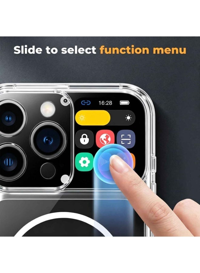 Phone Case for iPhone 16 Pro Max Case Cellular Phone Case 1.85 Inch Smart Display,New Tech Rechargeable and Syncs With Phone Photography, Music (Clear) - Image 2