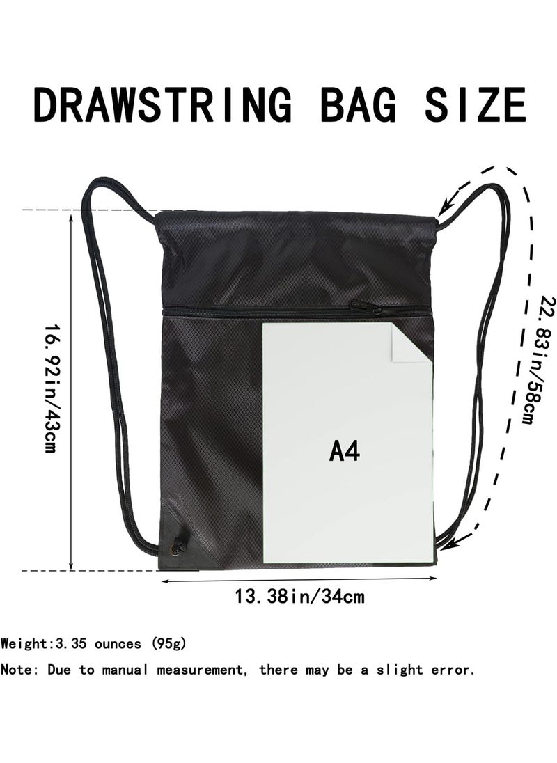 Generic Multifunctional Waterproof Drawstring Backpack - Large Capacity Oxford Fabric Gym Sports Bag with Zipper Pocket, Lightweight Sack for Fitness, Swimming, Soccer, Basketball, Travel for Men Women  - Image 5