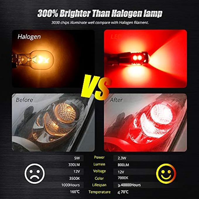YEERON 4Pcs 168 194 T10 Led Bulbs Super Bright 10X3030Smd Chips Led Lamp For Side Marker Door Wedge LightsRed - Image 4