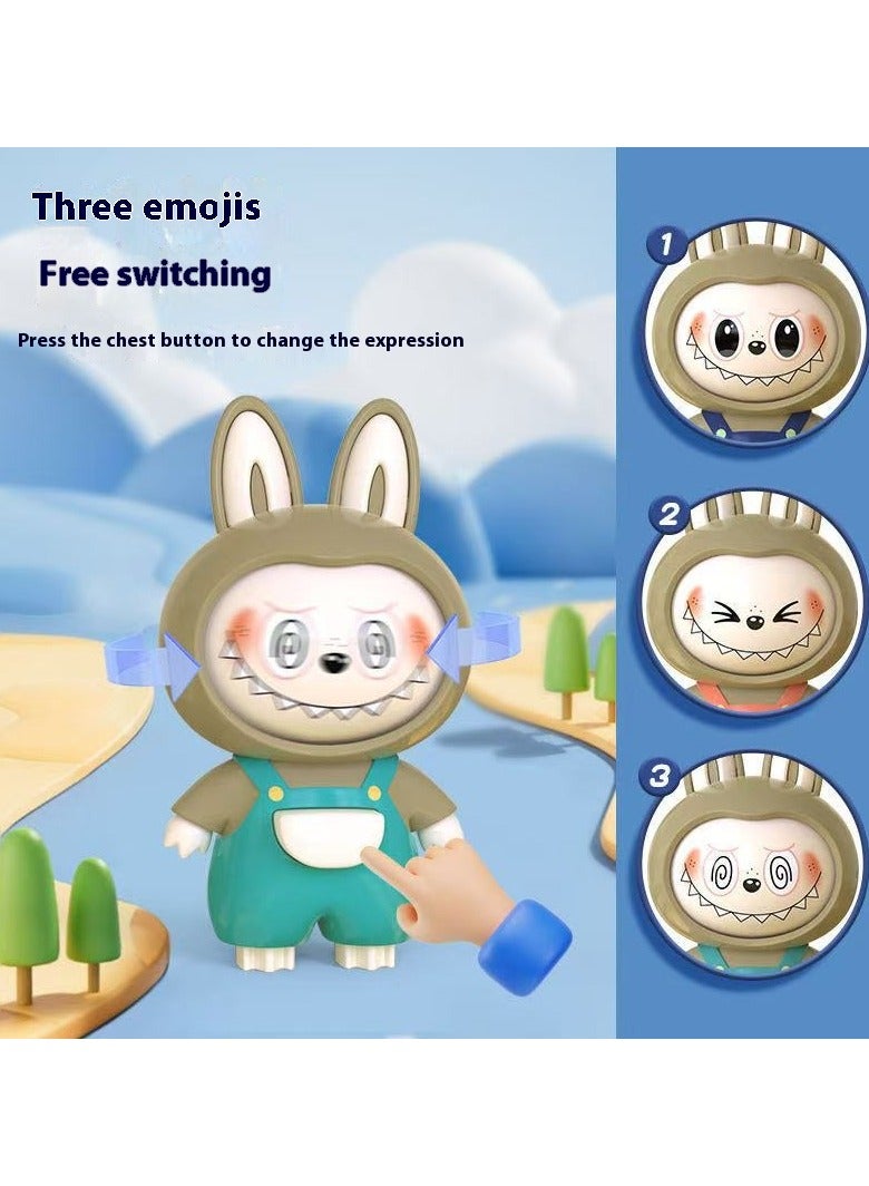 لابوبو دمية مفتاح Labubu Flip-Face – لعبة قابلة للدوران وتماثيل زخرفية، قلادة لتخفيف التوتر للحقائب/المكاتب (أصفر) - Image 4