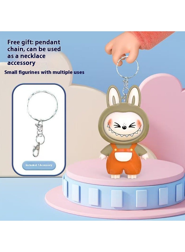 لابوبو دمية مفتاح Labubu Flip-Face – لعبة قابلة للدوران وتماثيل زخرفية، قلادة لتخفيف التوتر للحقائب/المكاتب (أصفر) - Image 5