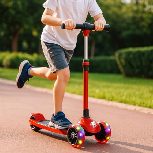 Storio Twister Kick Scooter with Adjustable Height | Foldable | Skate Ride for Kids with PVC Wheels | Age 2–12 Years | Max User Weight 60 kg – Red - Image 3
